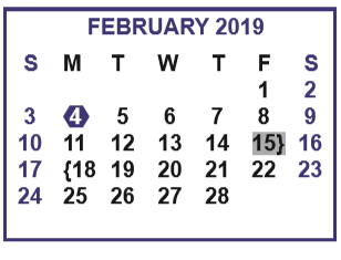 District School Academic Calendar for A N Rico Elementary for February 2019