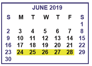 District School Academic Calendar for Houston Elementary for June 2019