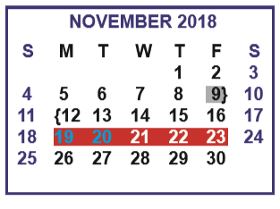 District School Academic Calendar for Margo Elementary for November 2018