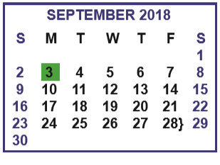 District School Academic Calendar for North Bridge Elementary for September 2018