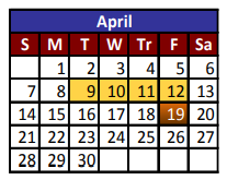 District School Academic Calendar for Desert View Middle School for April 2019
