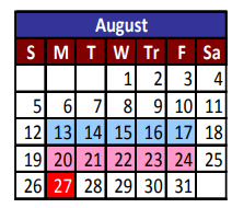 District School Academic Calendar for Riverside High School for August 2018