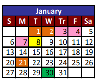 District School Academic Calendar for Pasodale Elementary for January 2019