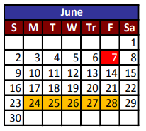 District School Academic Calendar for Del Valle High School for June 2019