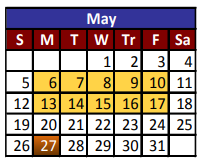 District School Academic Calendar for Adult Community Learning Center for May 2019