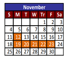 District School Academic Calendar for Indian Ridge Middle School for November 2018