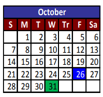 District School Academic Calendar for Desert View Middle School for October 2018