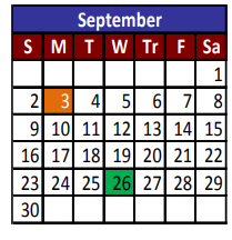 District School Academic Calendar for Eastwood High School for September 2018