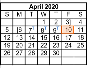 District School Academic Calendar for Travis Opportunity Ctr for April 2020