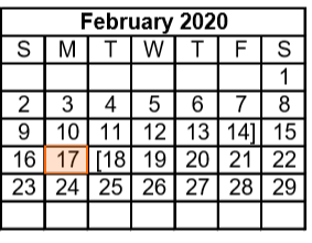 District School Academic Calendar for Jackson Elementary for February 2020