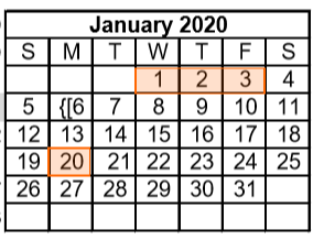 District School Academic Calendar for Day Nursery Of Abilene for January 2020