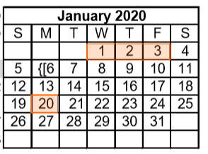 District School Academic Calendar for Bonham Elementary for January 2020