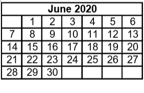 District School Academic Calendar for Reassignment Ctr for June 2020