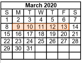 District School Academic Calendar for Cooper High School for March 2020