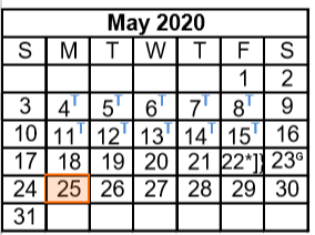 District School Academic Calendar for Reassignment Ctr for May 2020