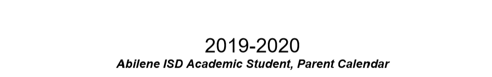 District School Academic Calendar for Day Nursery Of Abilene