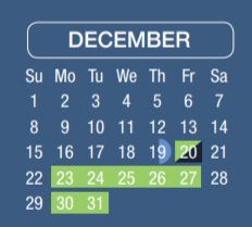 District School Academic Calendar for Parker Intermediate for December 2019