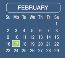 District School Academic Calendar for Hall High School for February 2020