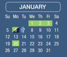 District School Academic Calendar for Mendel Elementary for January 2020