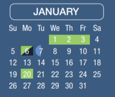 District School Academic Calendar for Stovall Middle for January 2020