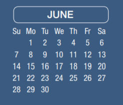 District School Academic Calendar for Hambrick Middle for June 2020