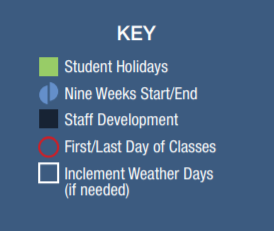 District School Academic Calendar Legend for Bethune Academy