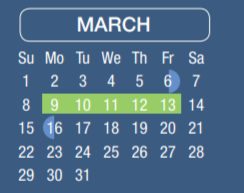 District School Academic Calendar for Nimitz Ninth Grade School for March 2020
