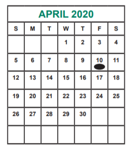 District School Academic Calendar for Kennedy Elementary for April 2020