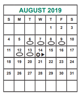 District School Academic Calendar for Alexander Elementary for August 2019