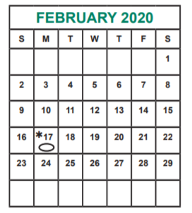 District School Academic Calendar for Killough Middle for February 2020