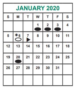 District School Academic Calendar for Alief Isd J J A E P for January 2020