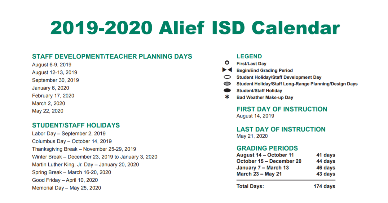 Alief Isd Calendar 2021 Calendar 2021