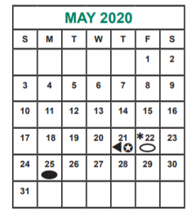District School Academic Calendar for O'donnell Middle for May 2020
