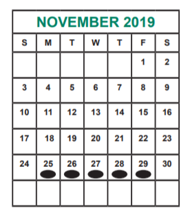 District School Academic Calendar for Alief Learning Ctr (6-12) for November 2019