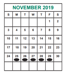 District School Academic Calendar for Killough Middle for November 2019