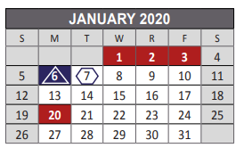 District School Academic Calendar for Lowery Freshman Center for January 2020