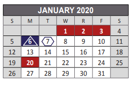 District School Academic Calendar for Reed Elementary School for January 2020