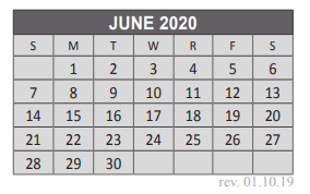 District School Academic Calendar for Reed Elementary School for June 2020