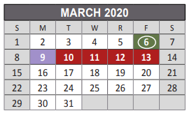 District School Academic Calendar for Reed Elementary School for March 2020