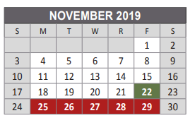 District School Academic Calendar for Rountree Elementary School for November 2019