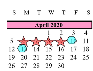 District School Academic Calendar for Alvin Pri for April 2020