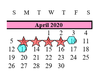 District School Academic Calendar for Brazoria Co J J A E P for April 2020