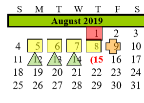 District School Academic Calendar for Alvin Elementary for August 2019