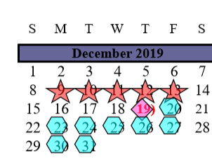 District School Academic Calendar for Assets for December 2019