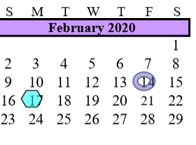 District School Academic Calendar for Brazoria Co J J A E P for February 2020