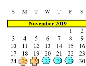 District School Academic Calendar for Alvin High School for November 2019