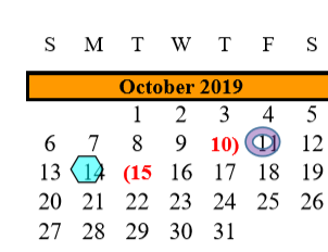 District School Academic Calendar for Manvel High School for October 2019