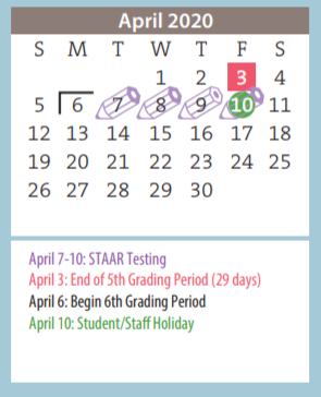 District School Academic Calendar for Wills Elementary for April 2020