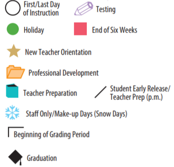 District School Academic Calendar Legend for Windsor Elementary