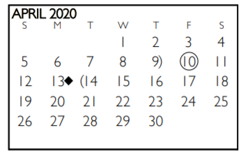 District School Academic Calendar for Miller Elementary for April 2020